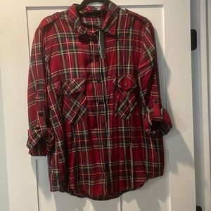 Sanctuary Red Plaid shirt with roll up sleeves